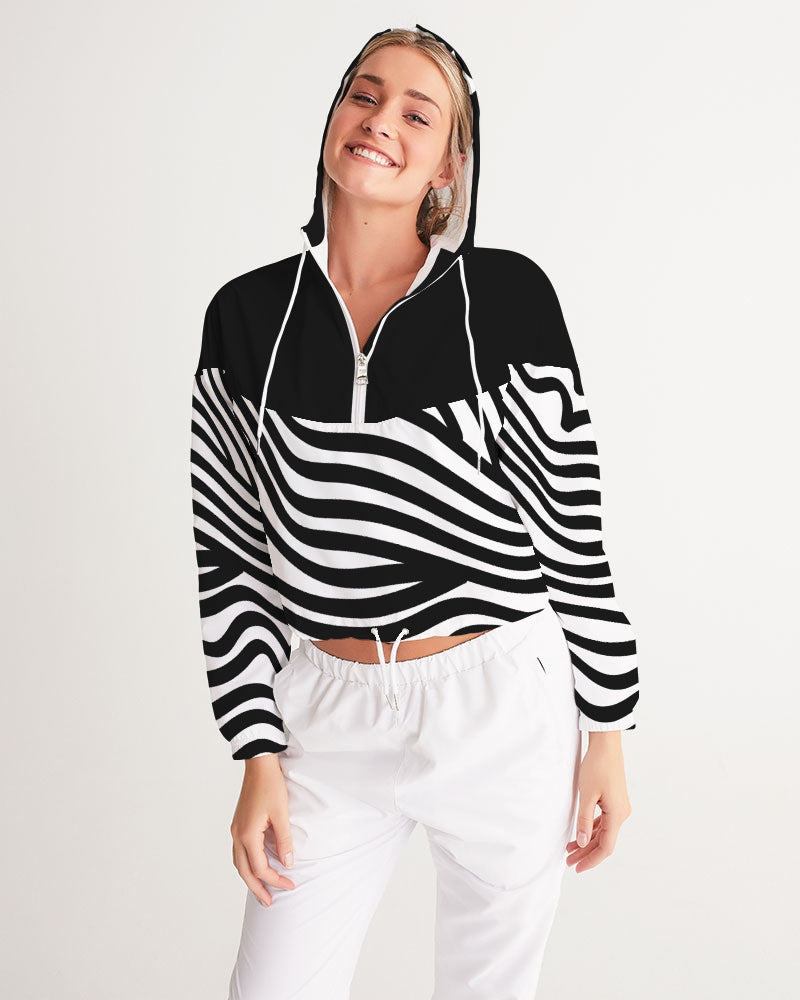 Zebra Print Ladies Cropped Windbreaker