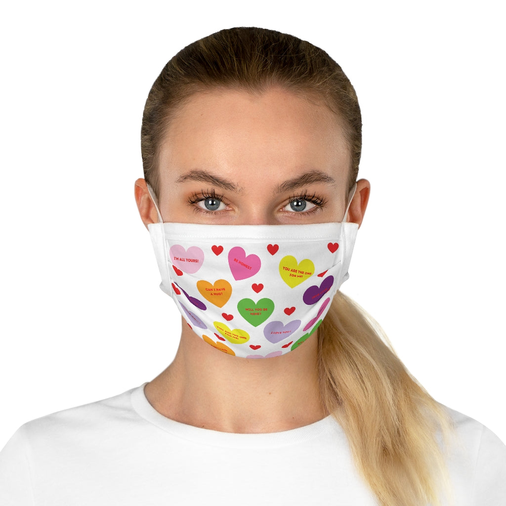 Valentine's Sweet Tart Hearts White Cotton Face Mask