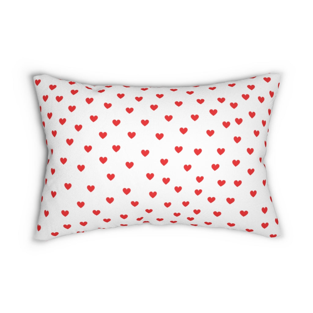 Red Hearts Spun Polyester Lumbar Pillow