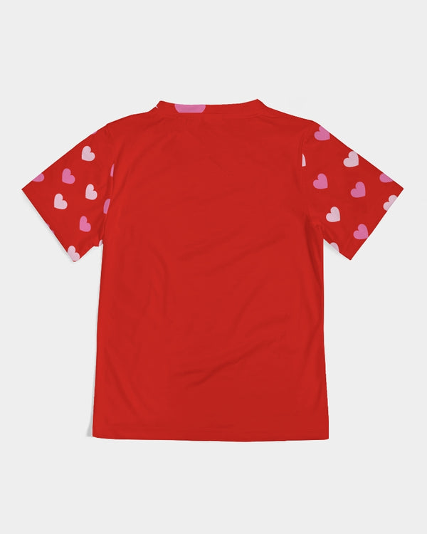 Pink Hearts Girls Red Tee