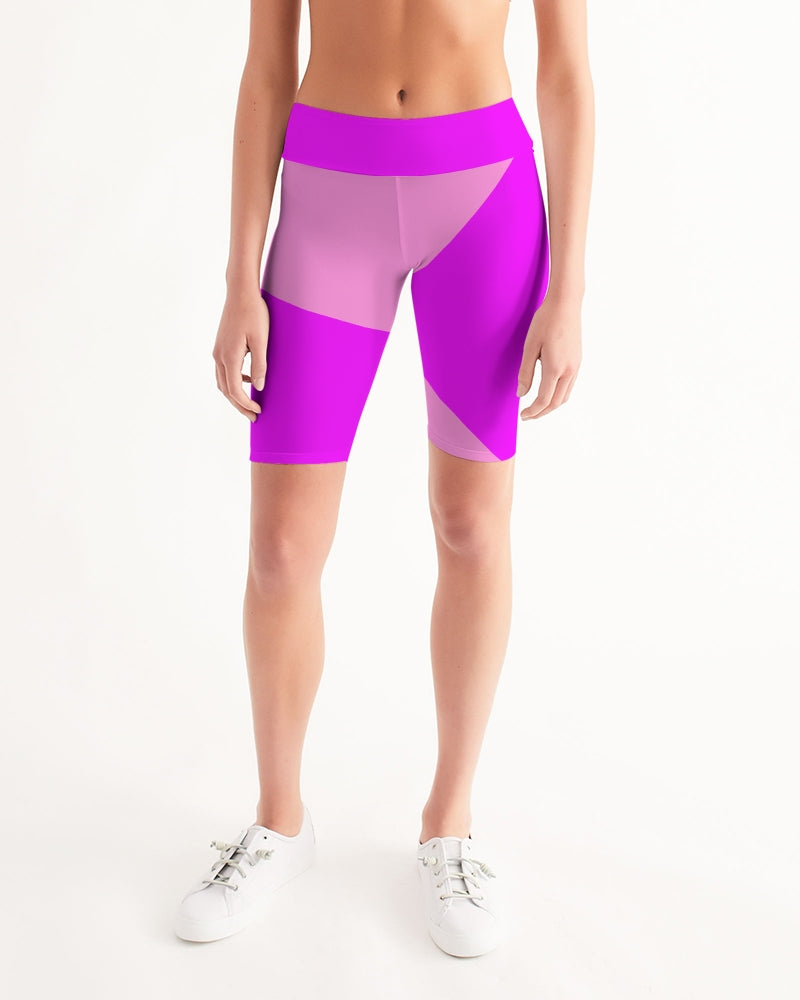 Pink Pink Ladies Mid-Rise Bike Shorts