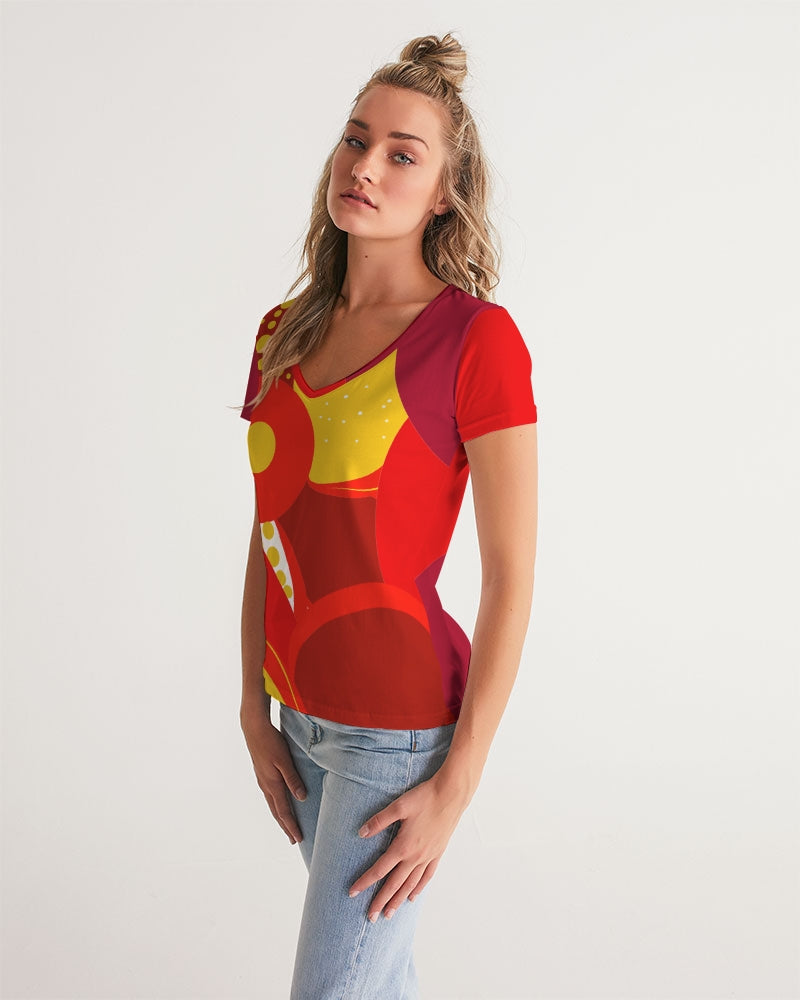 Fire Flower Ladies V-Neck Tee