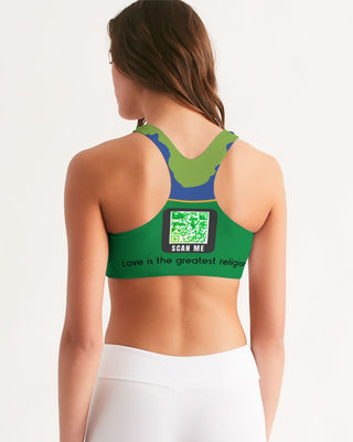 Love Is The Greatest Religion Seamless Sports Bra (QR CODE ON BACK FOR BRAND SUPPORTERS)