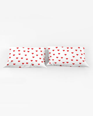 Red Hearts Queen Pillow Case