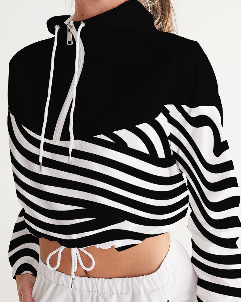 Zebra Print Ladies Cropped Windbreaker