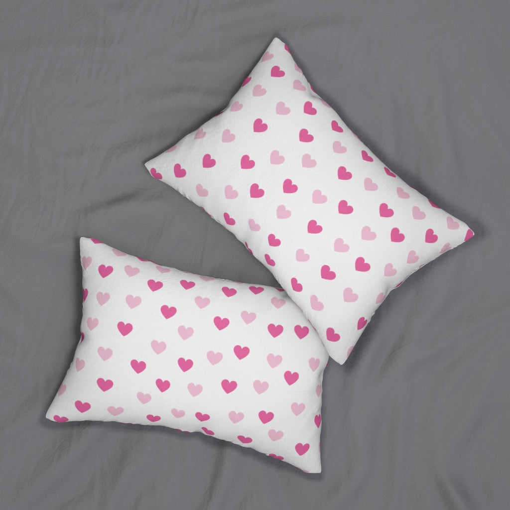 Pink Hearts Spun Polyester Lumbar Pillow