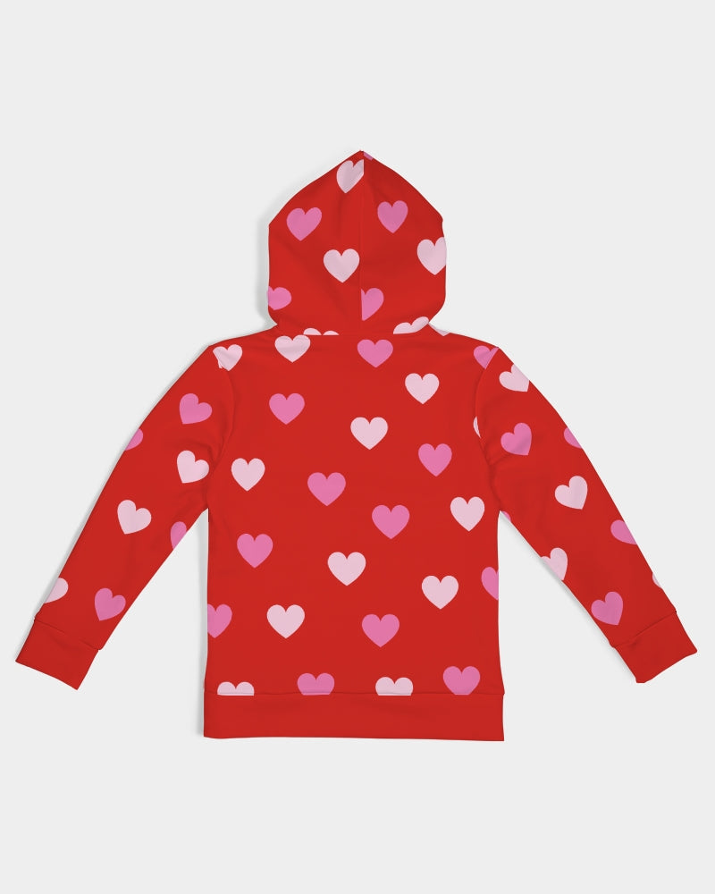 Pink Hearts Red Girls Hoodie - 0