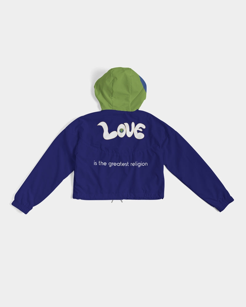 Love Is The Greatest Religion Ladies Cropped Windbreaker