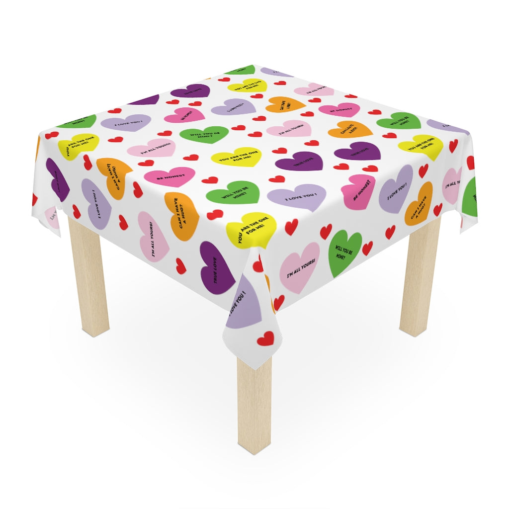 Valentine's Sweet Tart Hearts Table Cloth