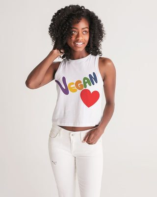 Vegan Heart Ladies Cropped Tank