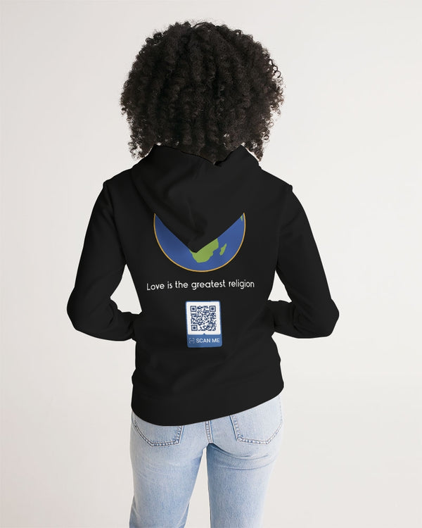 Love Is The Greatest Religion Ladies Hoodie (QR CODE ON BACK FOR BRAND SUPPORTERS)
