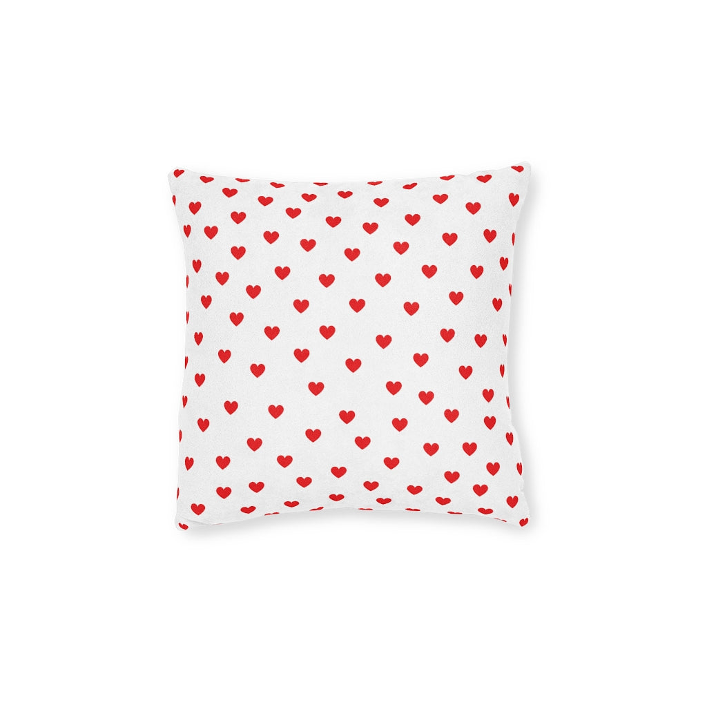 Valentine's Red Hearts 12x12 Square Pillow - White Back