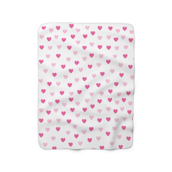 Pink Hearts Sherpa Fleece Blanket