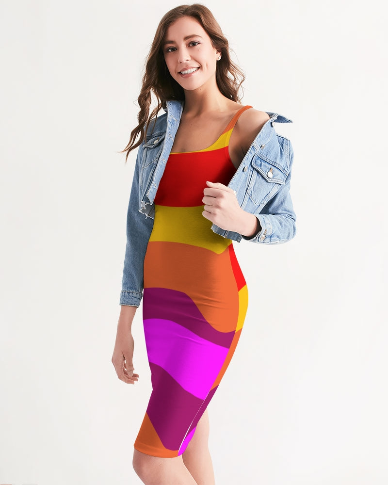 Bright Swirl Ladies Midi Bodycon Dress