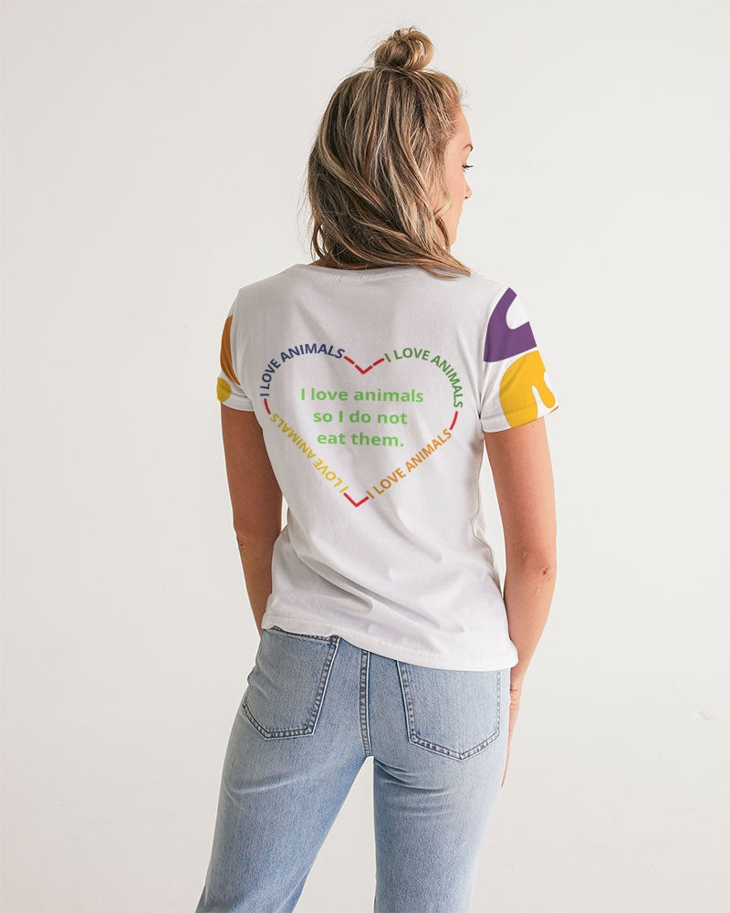 Vegan Heart Ladies V-Neck Tee - 0