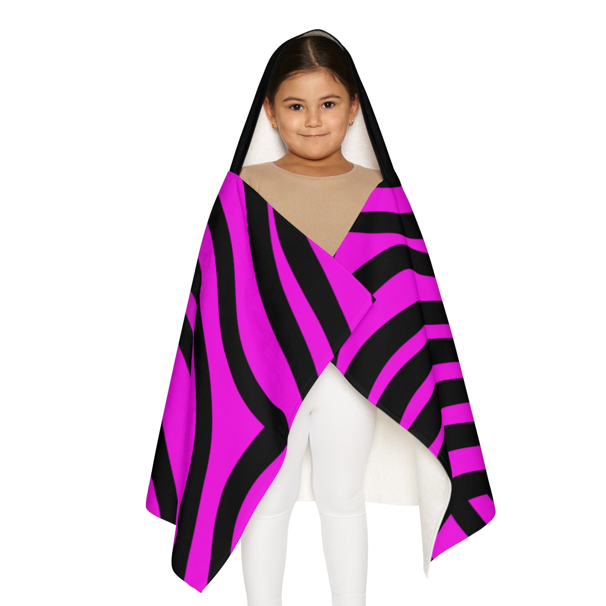 Zebra Pink Girls Hooded Towel