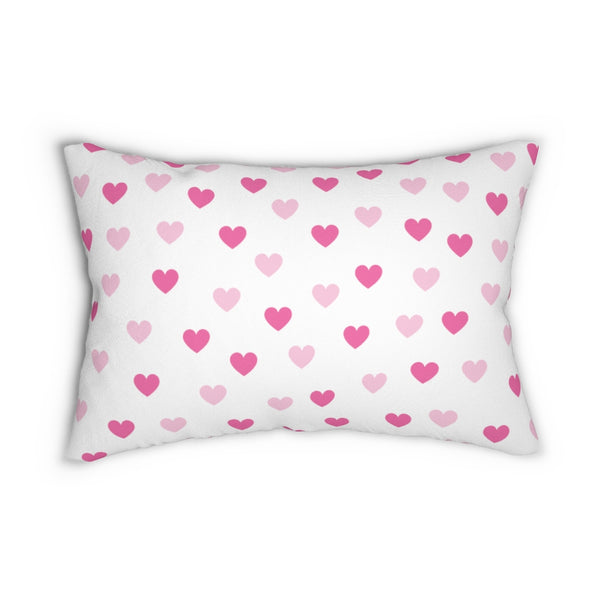 Pink Hearts Spun Polyester Lumbar Pillow