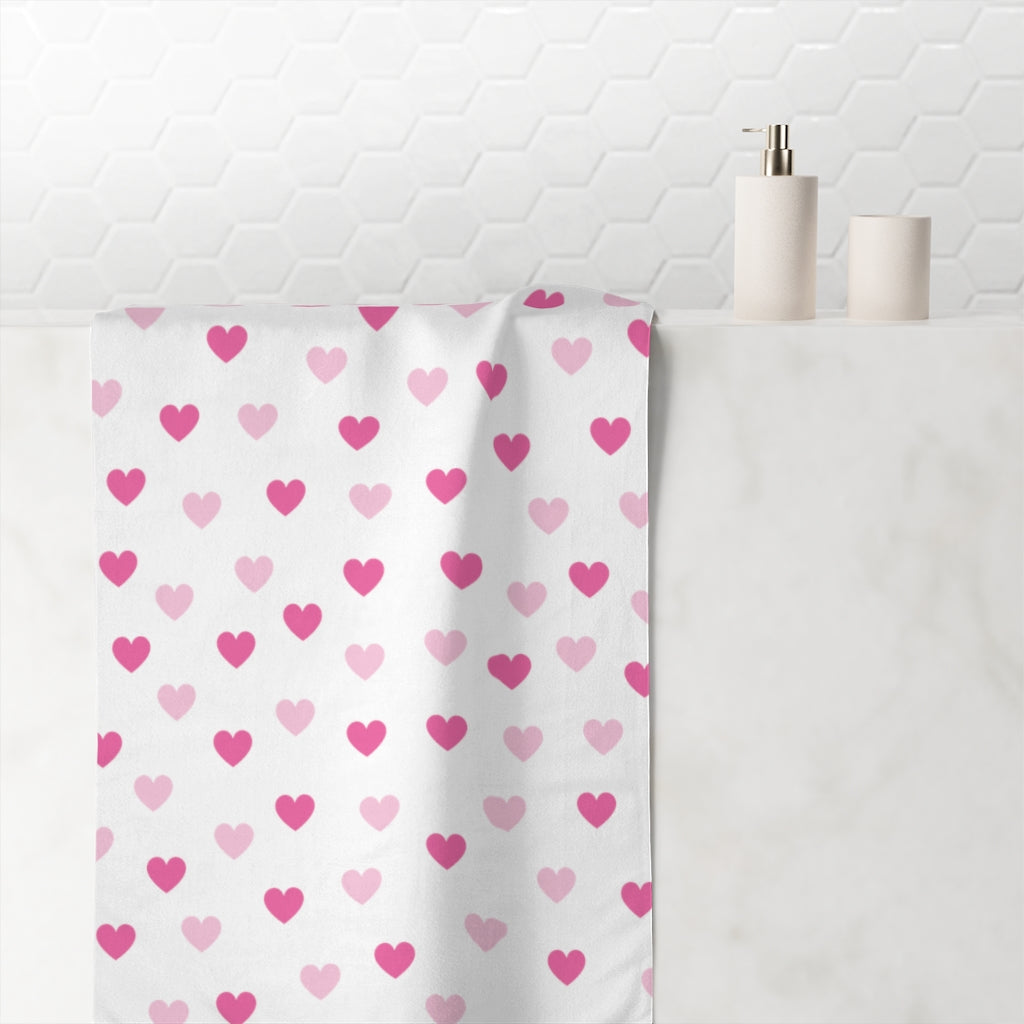 Pink Hearts Large Premium Towel - 0