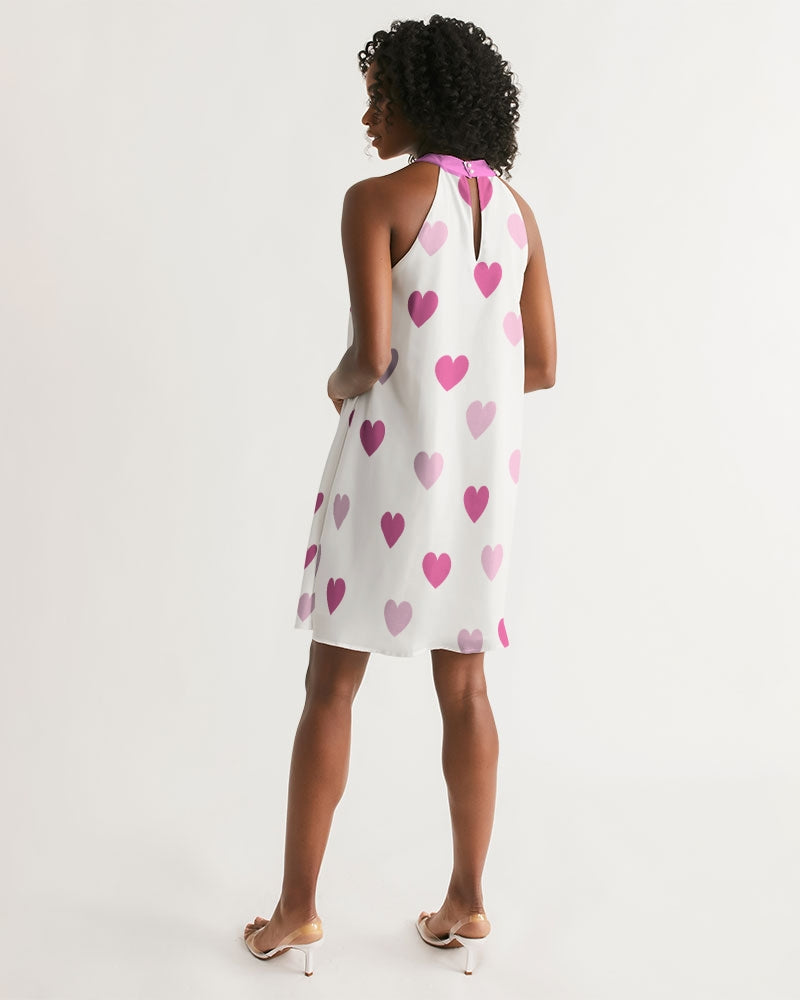 Pink Hearts Ladies Halter Dress