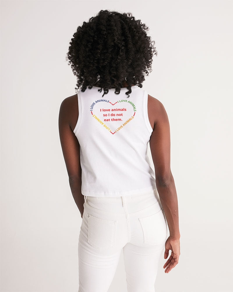 Vegan Heart Ladies Cropped Tank