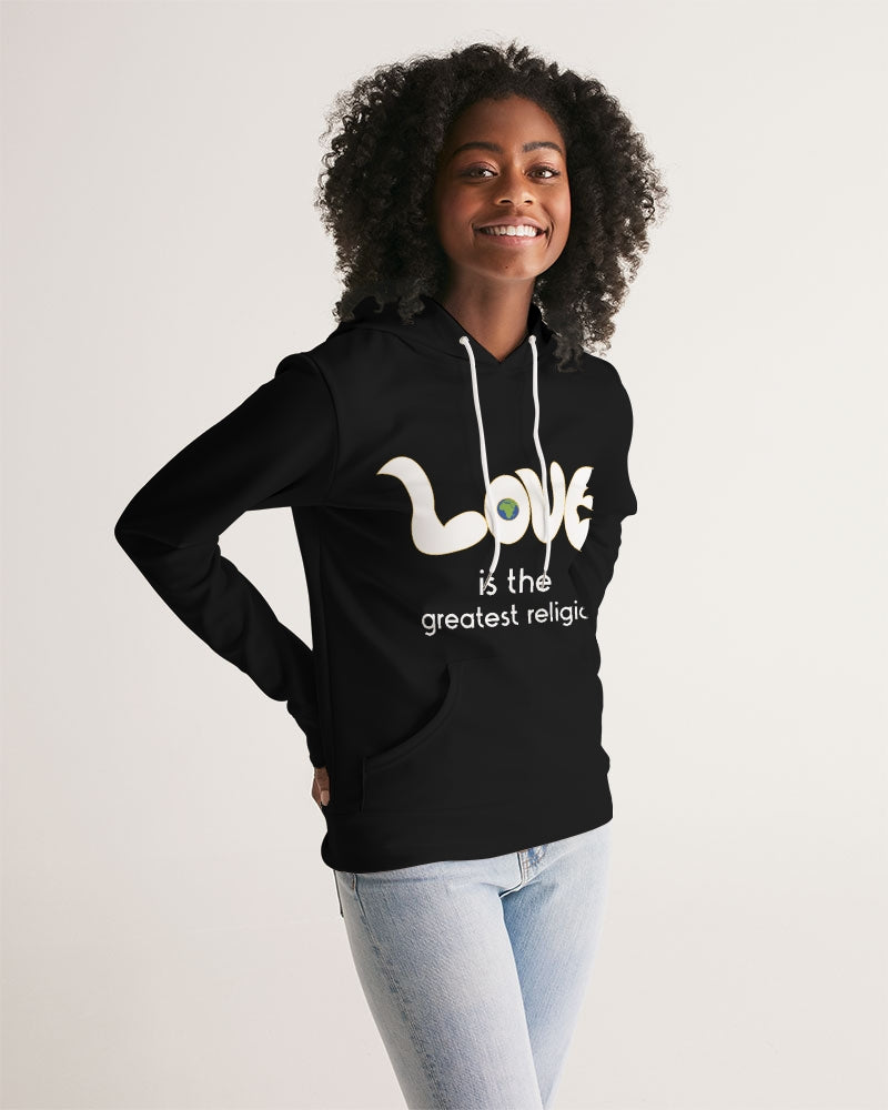 Love Is The Greatest Religion Ladies Hoodie (QR CODE ON BACK FOR BRAND SUPPORTERS)