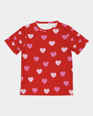 Pink Hearts Girls Red Tee