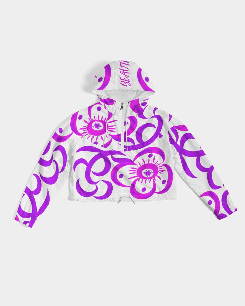 Love Flower Ladies Cropped Windbreaker - 0