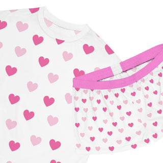 Pink Hearts Ladies Short Pajama Set