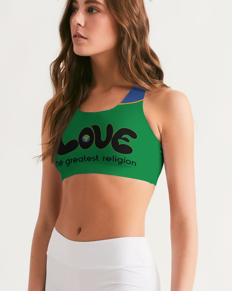 Love Is The Greatest Religion Seamless Sports Bra (QR CODE ON BACK FOR BRAND SUPPORTERS)