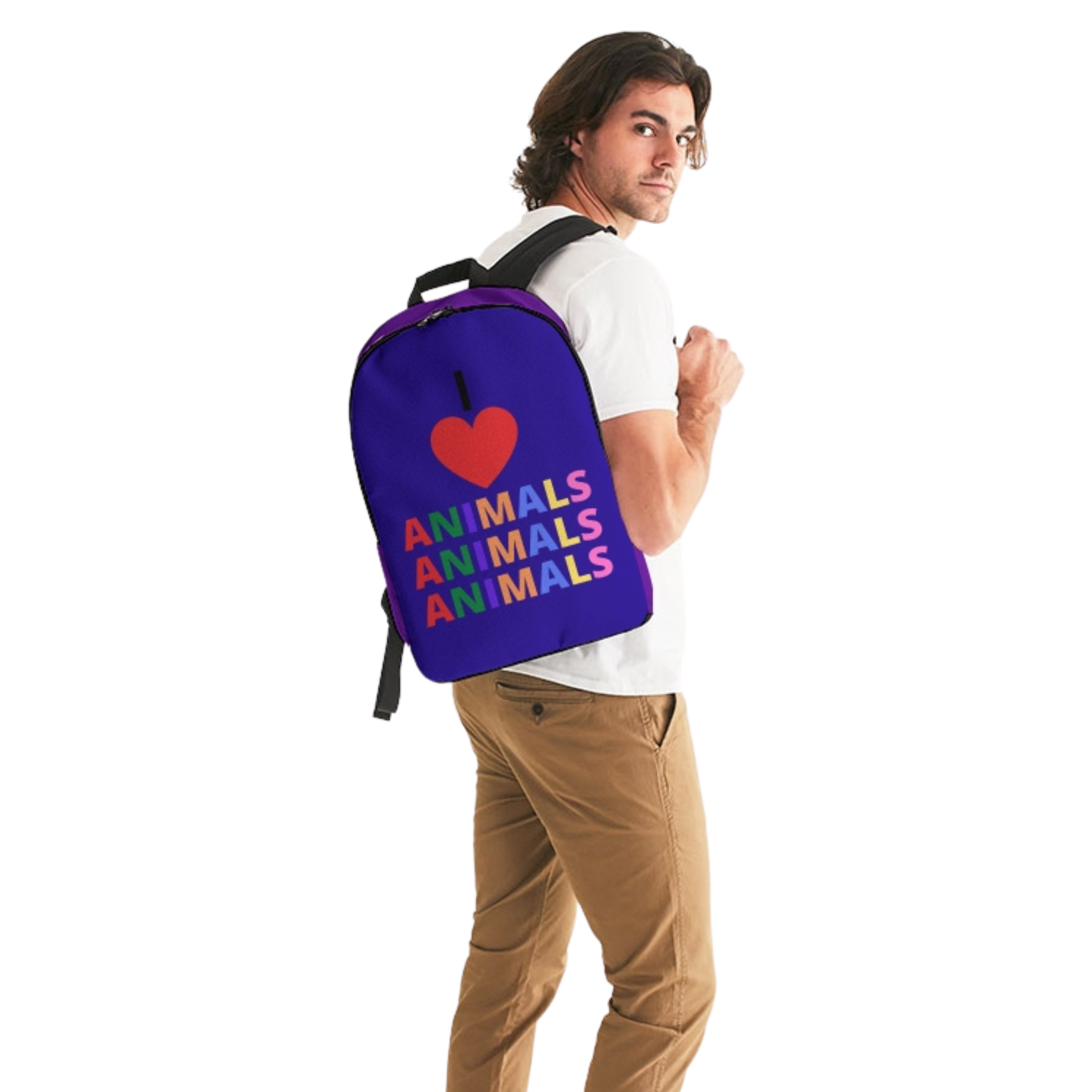 I LOVE ANIMALS Large Blue Back Pack