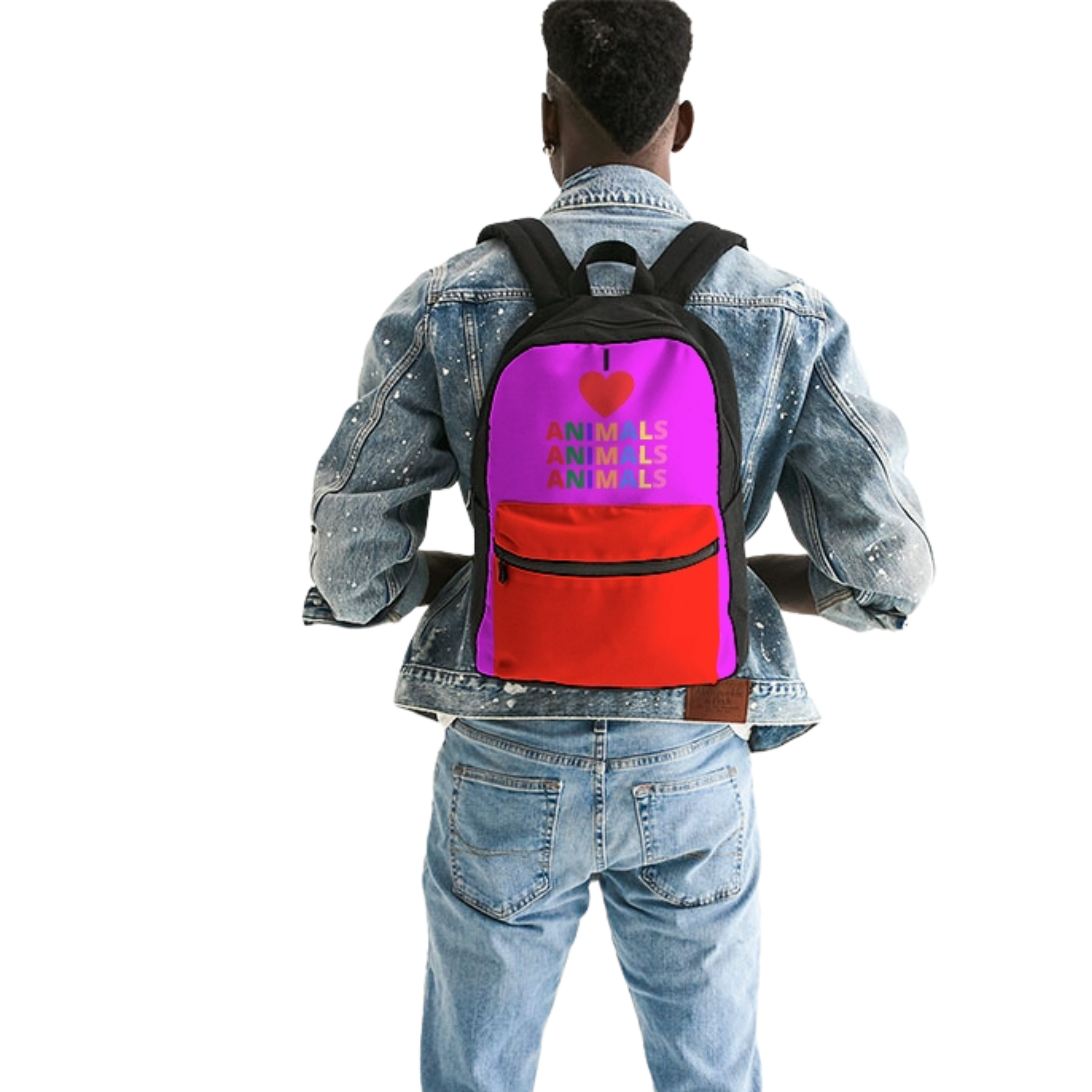 I LOVE ANIMALS Hot Pink Small Canvas Back Pack - 0