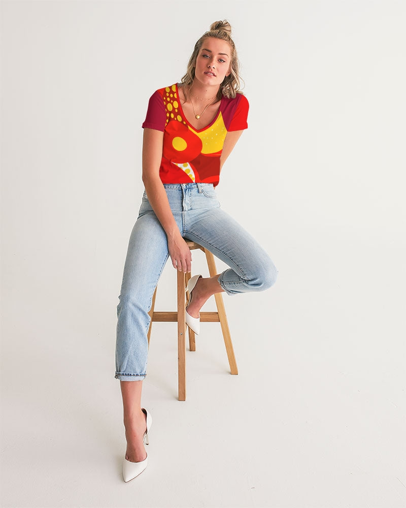 Fire Flower Ladies V-Neck Tee