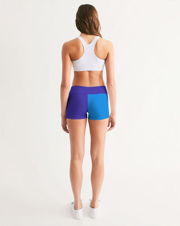 Blue Turqu Ladies Mid-Rise Yoga Shorts