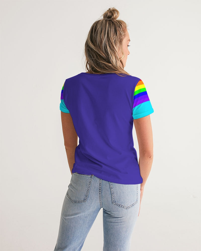 Rainbowbrite Aqua Ladies V-Neck Tee - 0