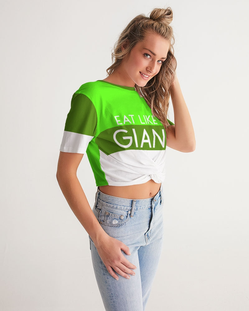 Eat Like A Giant Ladies Twist Front Cropped Tee