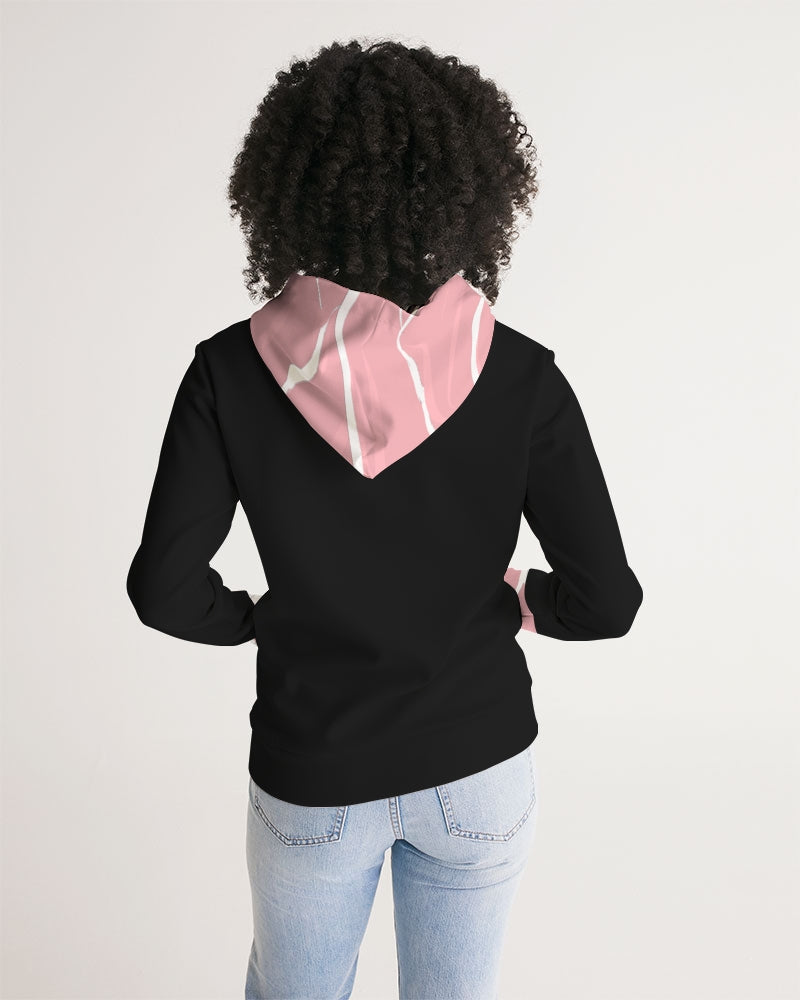 Peach Tulip Ladies Black Hoodie