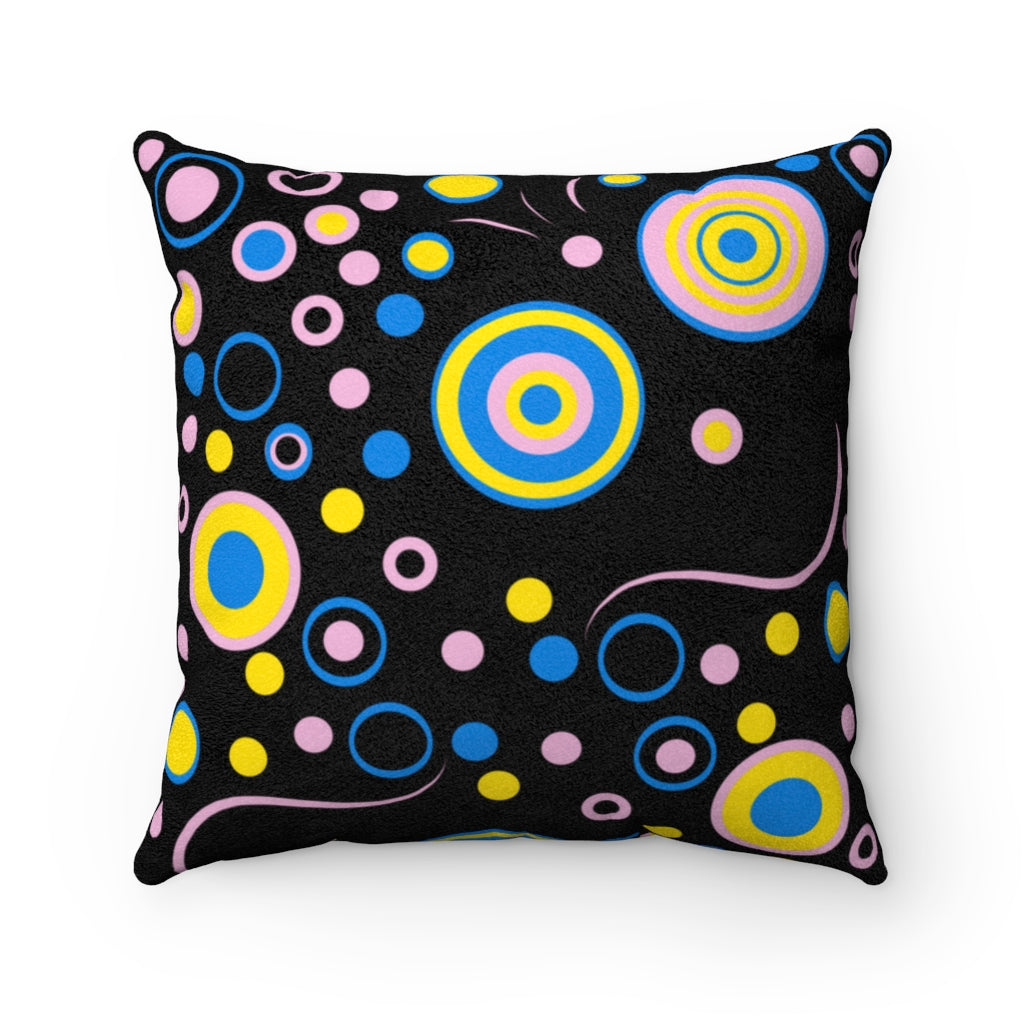 Cutey Pastel Black Faux Suede Square Pillow - 0