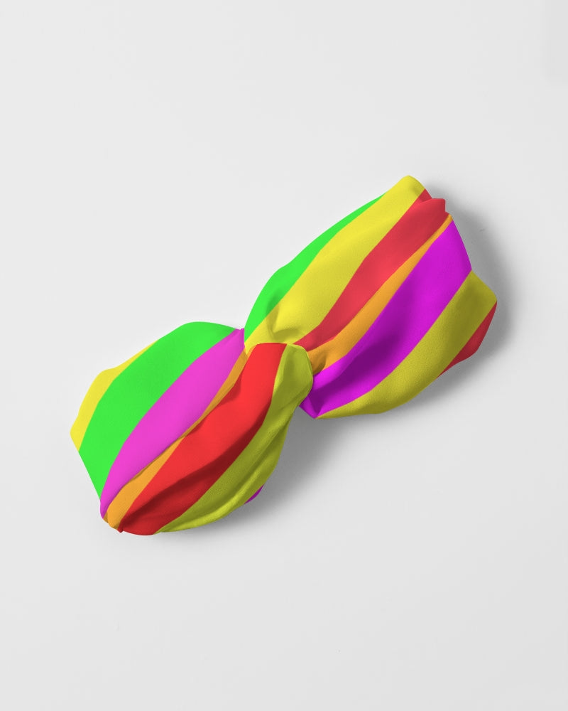 Neon Rainbow Twist Knot Headband Set