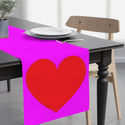 Big Red Heart Hot Pink Table Runner
