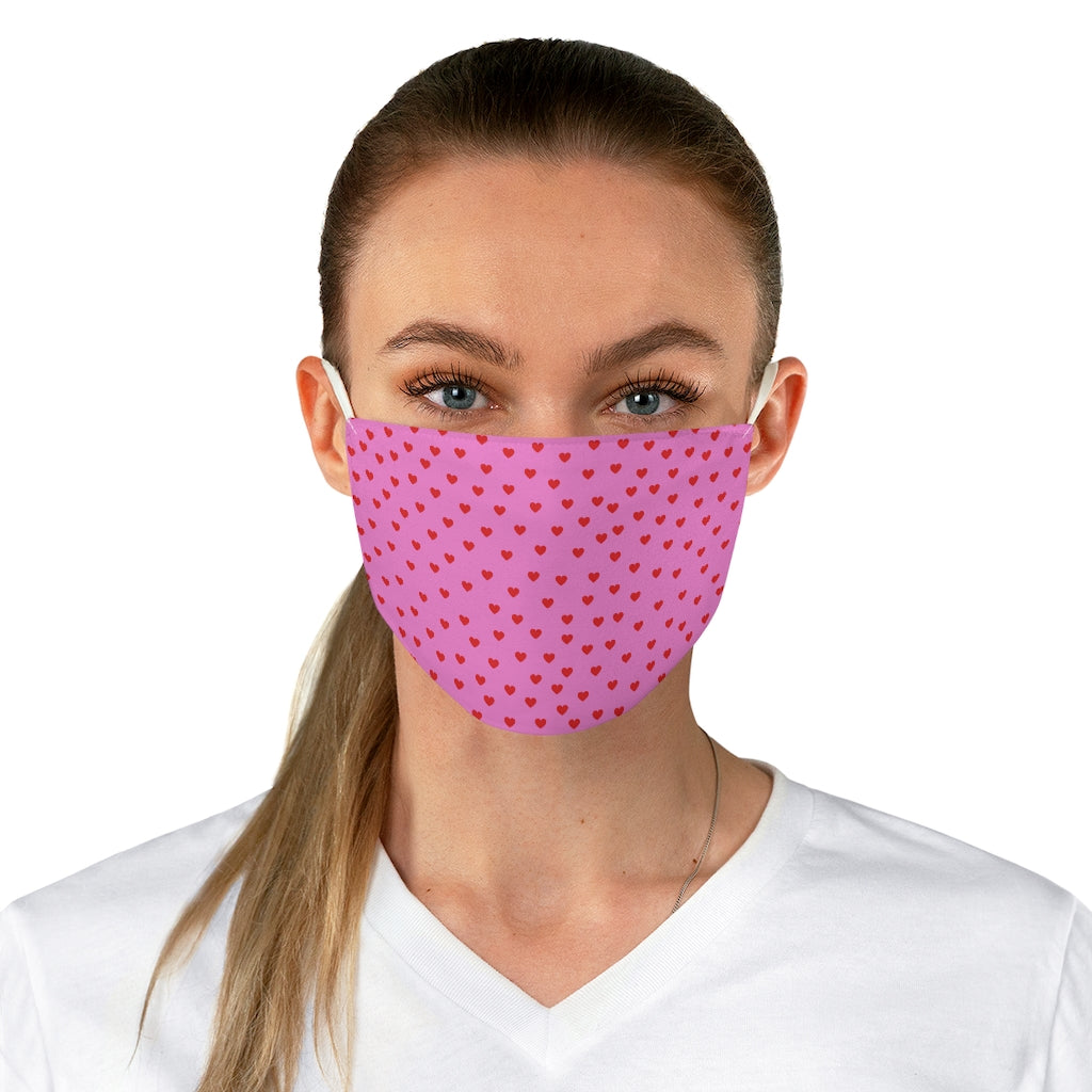 Valentine's Red Hearts Pink Fabric Face Mask