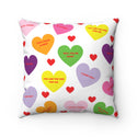 Sweet Tart Hearts Spun Polyester Square Pillow