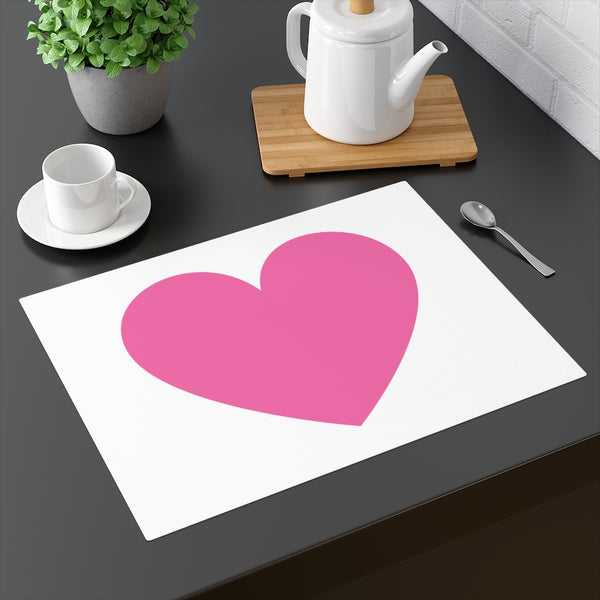 Big Pink Heart White Placemat