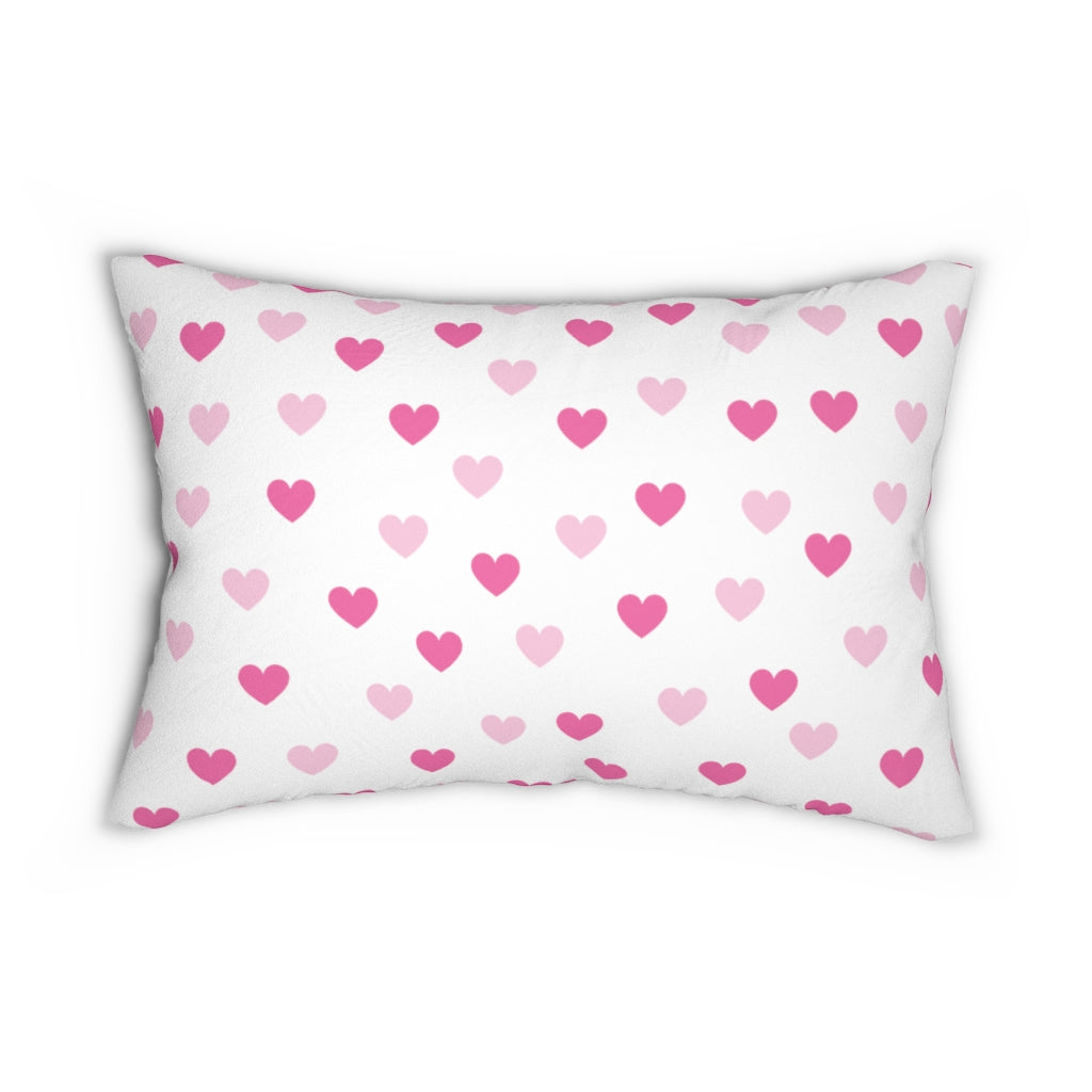 Pink Hearts Spun Polyester Lumbar Pillow