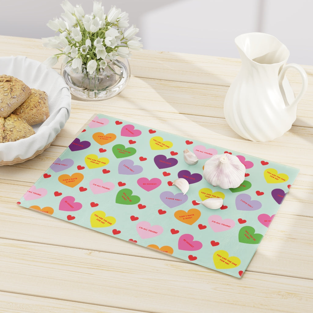 Sweet Tart Hearts Valentine Cutting Board