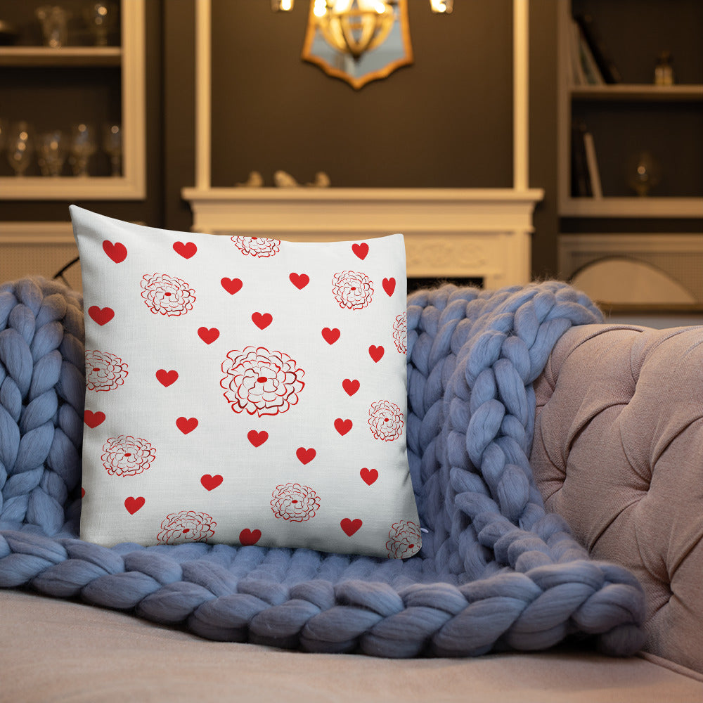 Valentine's Red Hearts and Roses Premium Pillow - 0