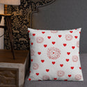 Valentine's Red Hearts and Roses Premium Pillow
