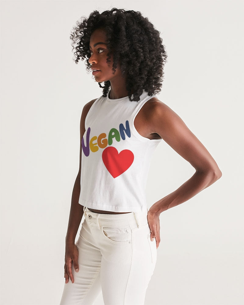 Vegan Heart Ladies Cropped Tank