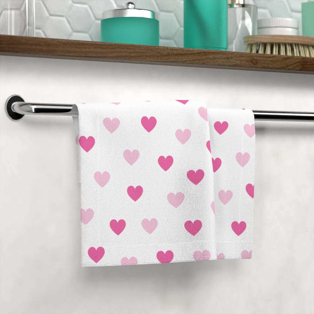 Pink Hearts Face Towel