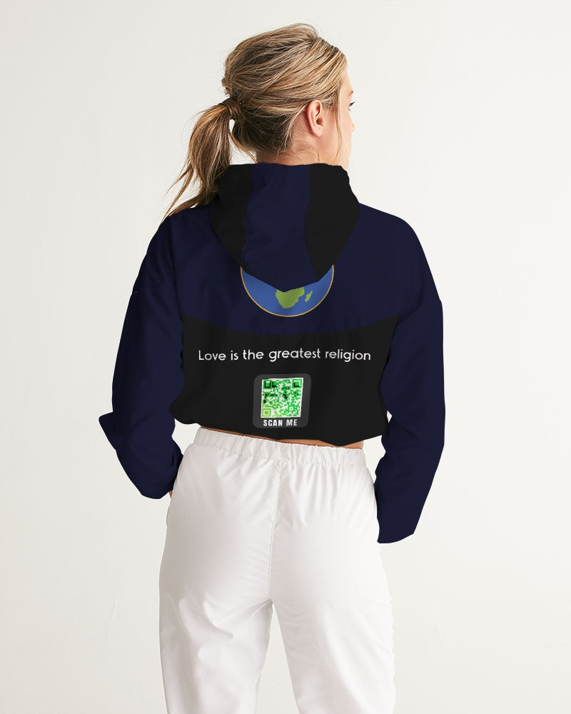 Love Is The Greatest Religion Cropped Ladies Windbreaker - 0