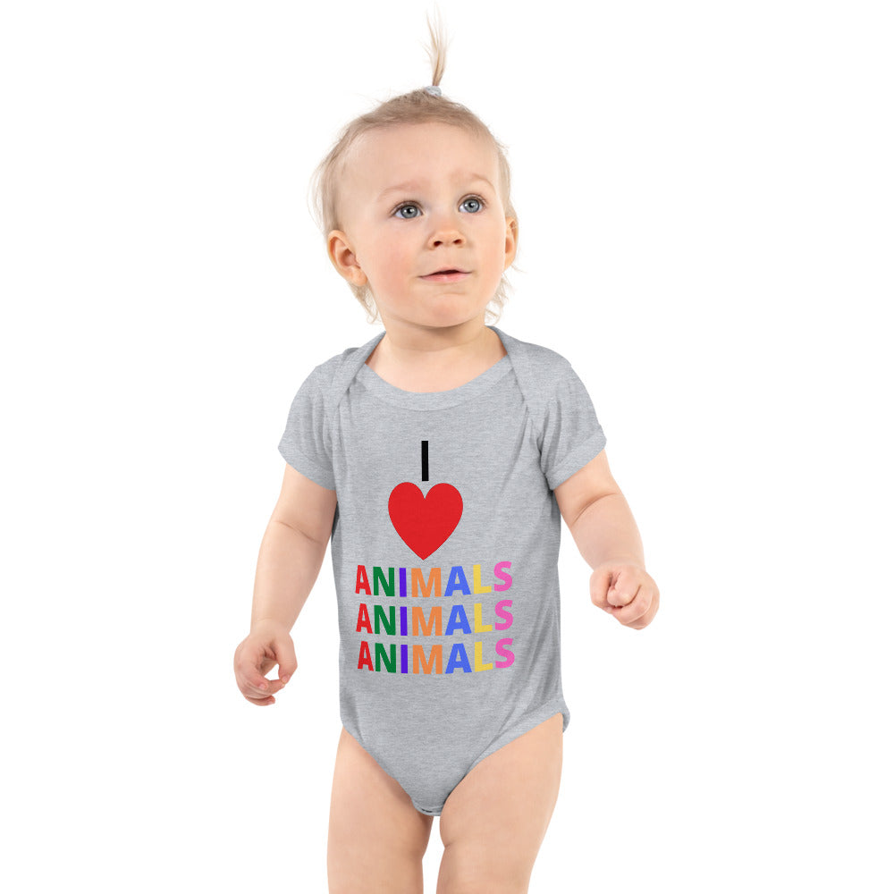 Buy heather I LOVE ANIMALS Baby Bodysuit